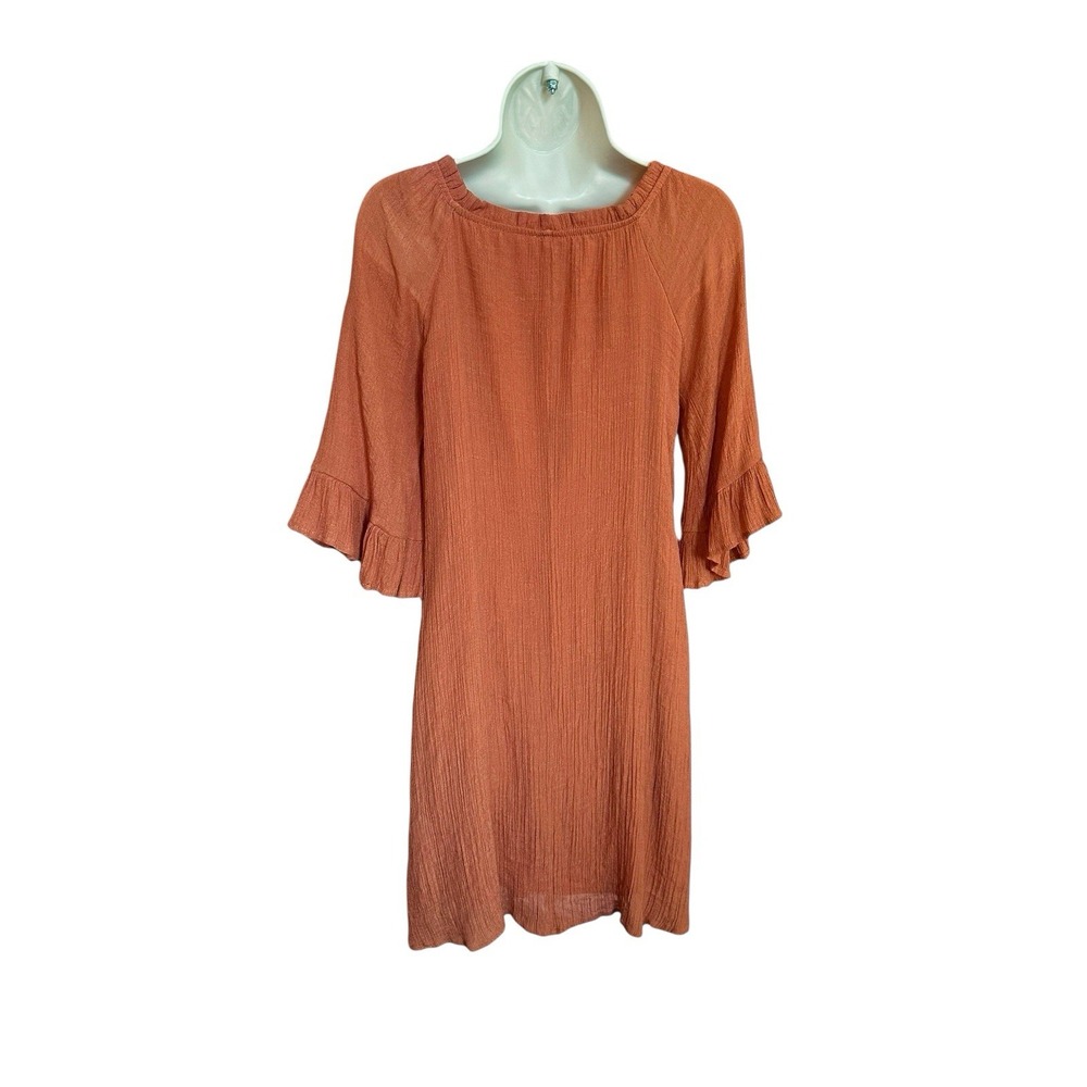 Anthropologie Naif Peasant Dress Size Small Bell Sleeves Ruffles Buttons Rust - Picture 4 of 9